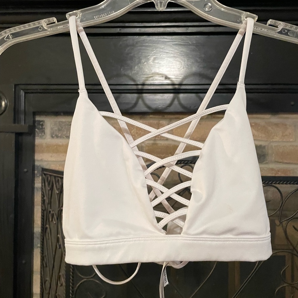 Victoria's Secret White Crisscross Front Sports Bra